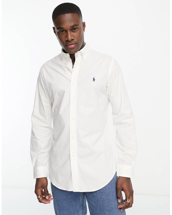 Polo Ralph Lauren Shirt icon logo button down pique shirt in White